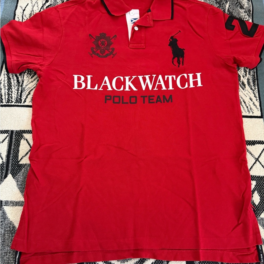 Polo Ralph Lauren BlackWatch Big Pony #2 m Embroidered Red/Black/Silver Polo